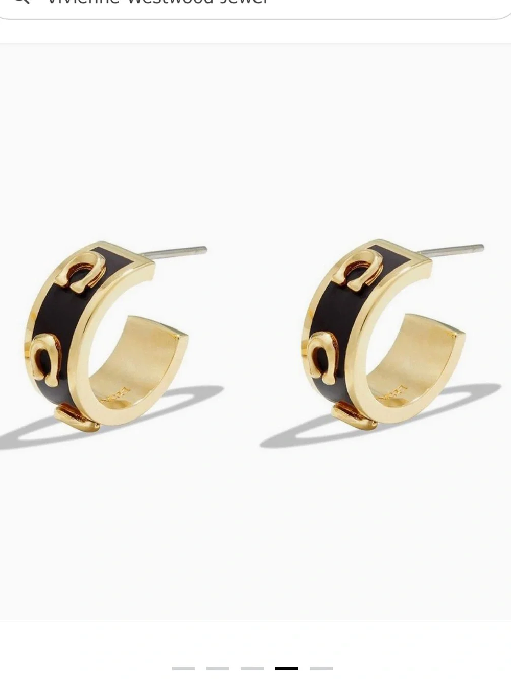 Coach Gold and Black Mini Hoop Earrings - Picture 4 of 8